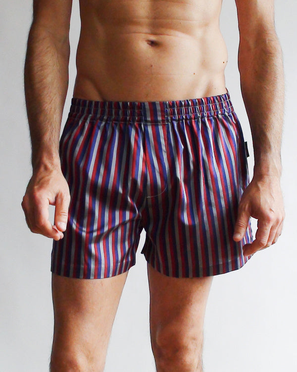 Striped Silk Boxer (Blue/White/Red)