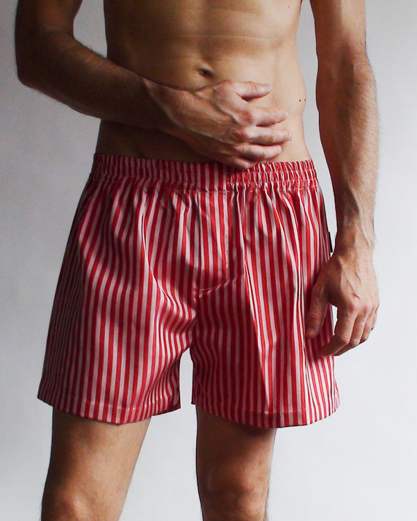 Striped Silk Boxer (Red/White)