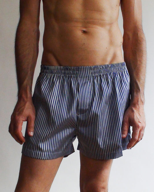 Striped Silk Boxer (Blue/White)