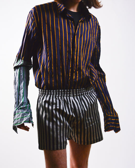 Striped Silk Boxer (Black/Grey)